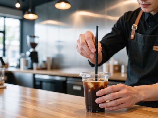 咖啡师正在精心制作咖啡,专注神情体现专业态度